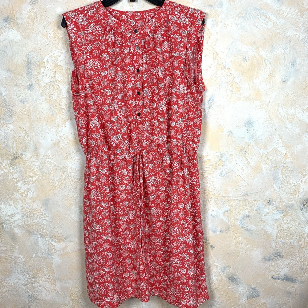 Loft Floral Prairie Style Midi Dress Button Down